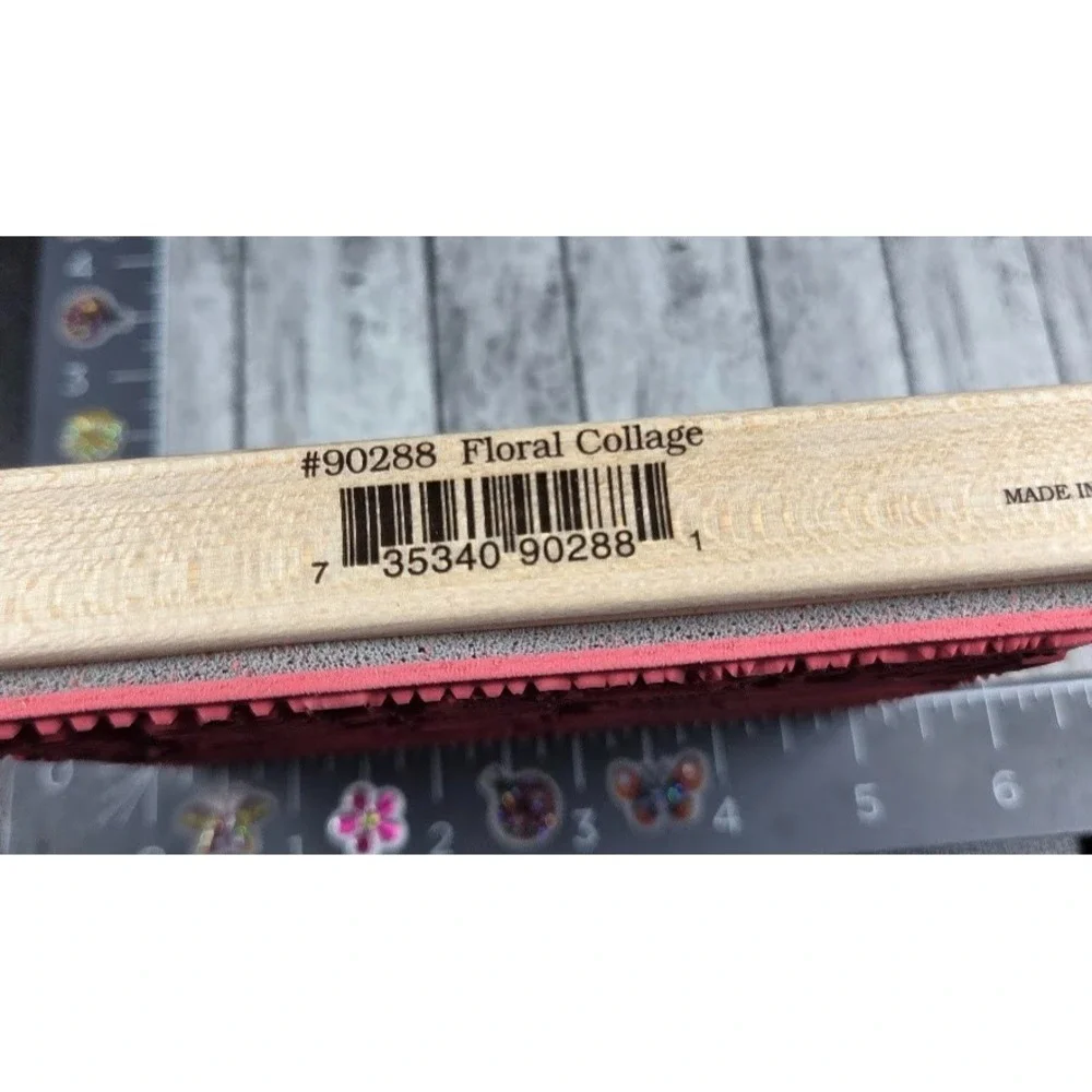 Stamps Happen Floral Collage 90288 Rubber Stamp Wood #G26